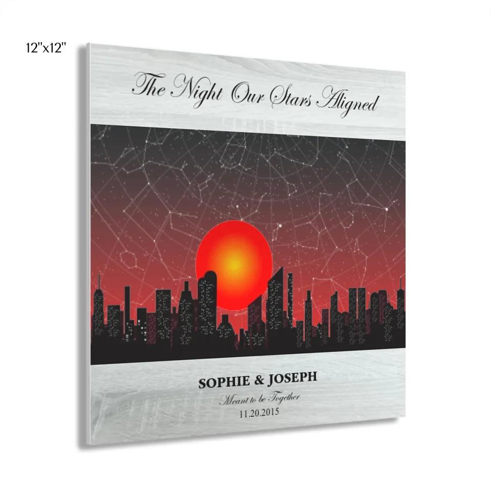 Custom Wall Art - Sunset Cityscape Star Map - ARTFULANE