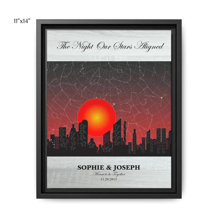 Custom Wall Art - Sunset Cityscape Star Map - ARTFULANE