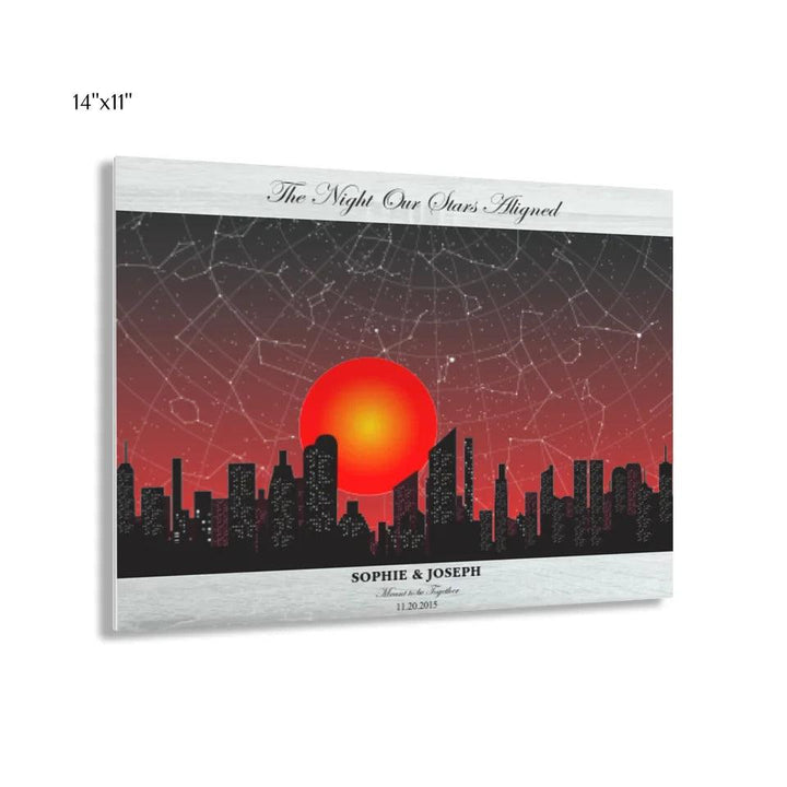 Custom Wall Art - Sunset Cityscape Star Map - ARTFULANE