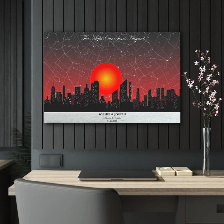 Custom Wall Art - Sunset Cityscape Star Map - ARTFULANE