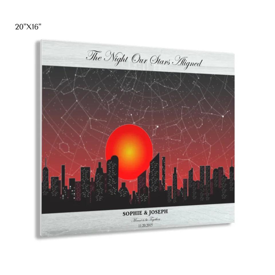 Custom Wall Art - Sunset Cityscape Star Map - ARTFULANE