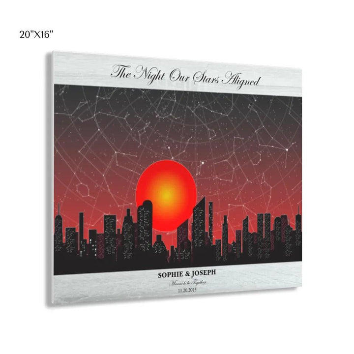 Custom Wall Art - Sunset Cityscape Star Map - ARTFULANE