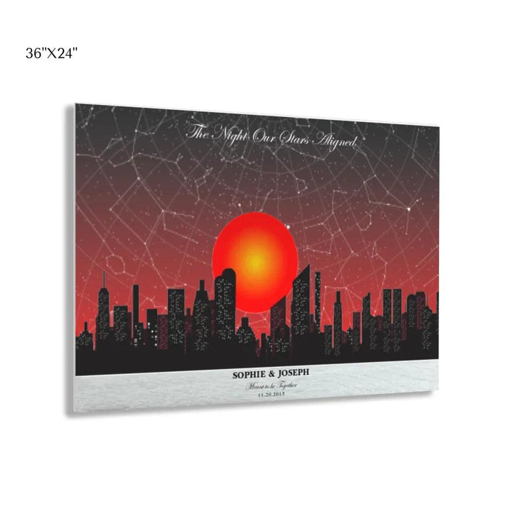 Custom Wall Art - Sunset Cityscape Star Map - ARTFULANE