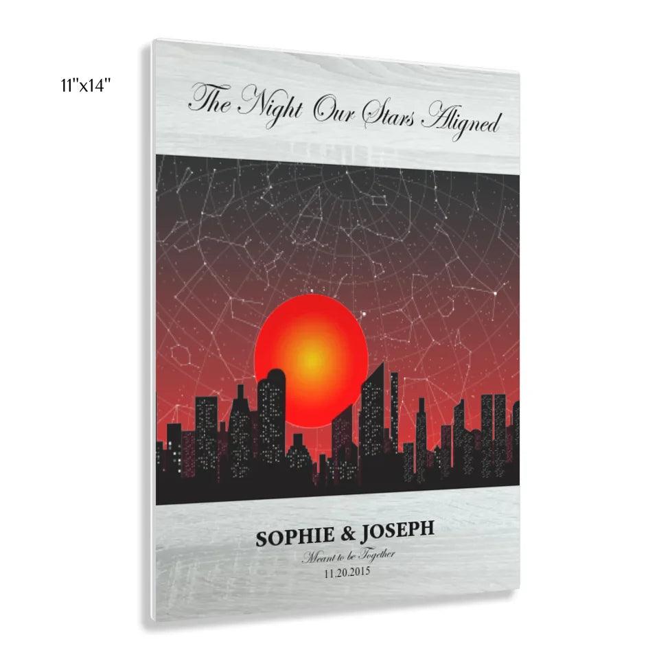 Custom Wall Art - Sunset Cityscape Star Map - ARTFULANE