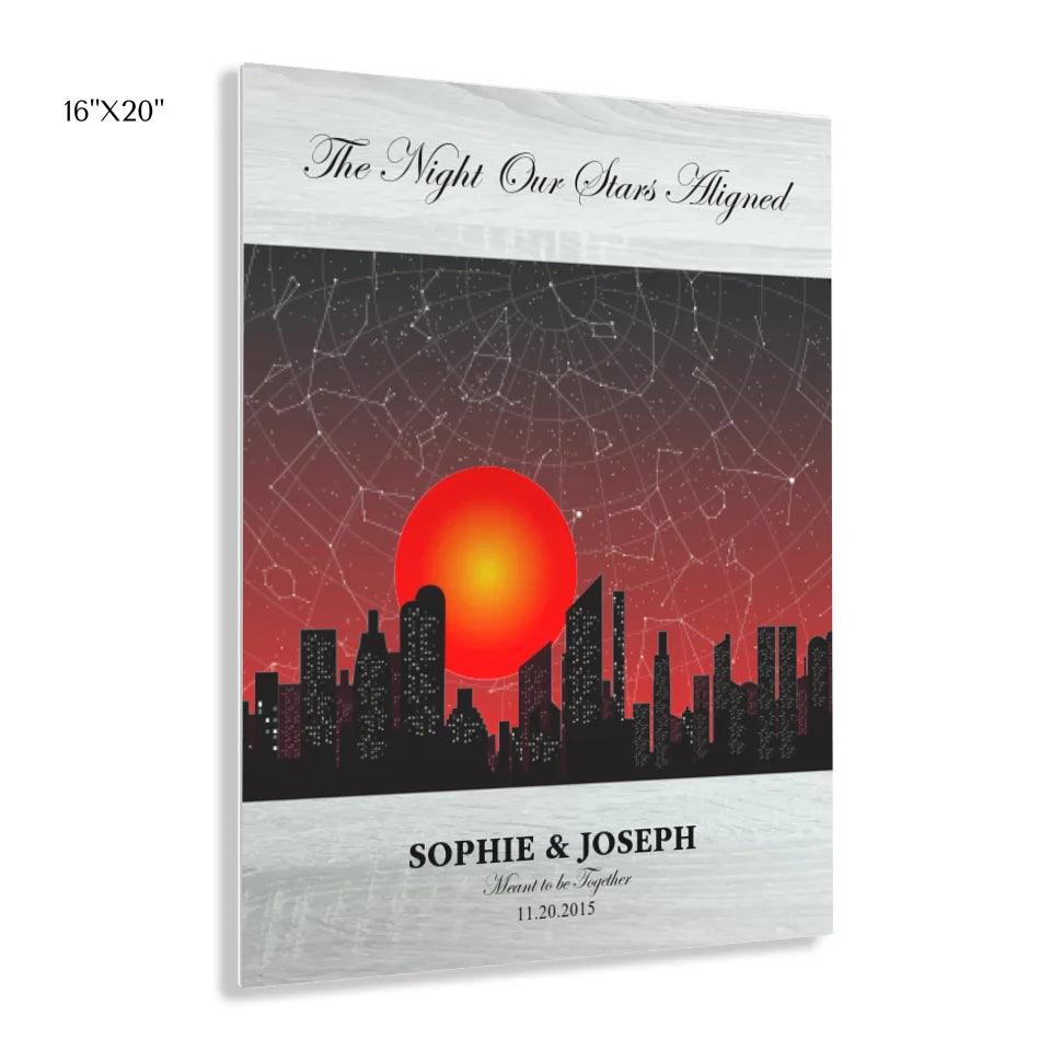 Custom Wall Art - Sunset Cityscape Star Map - ARTFULANE
