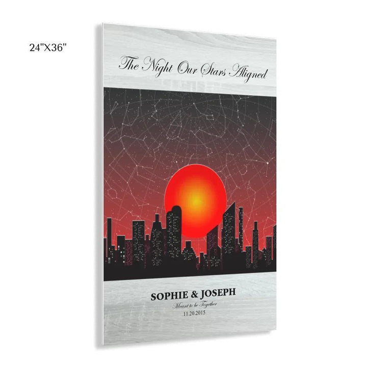 Custom Wall Art - Sunset Cityscape Star Map - ARTFULANE