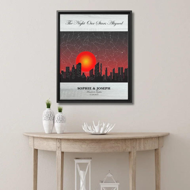 Custom Wall Art - Sunset Cityscape Star Map - ARTFULANE