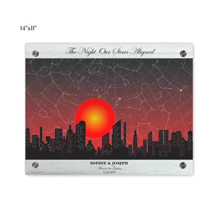 Custom Wall Art - Sunset Cityscape Star Map - ARTFULANE