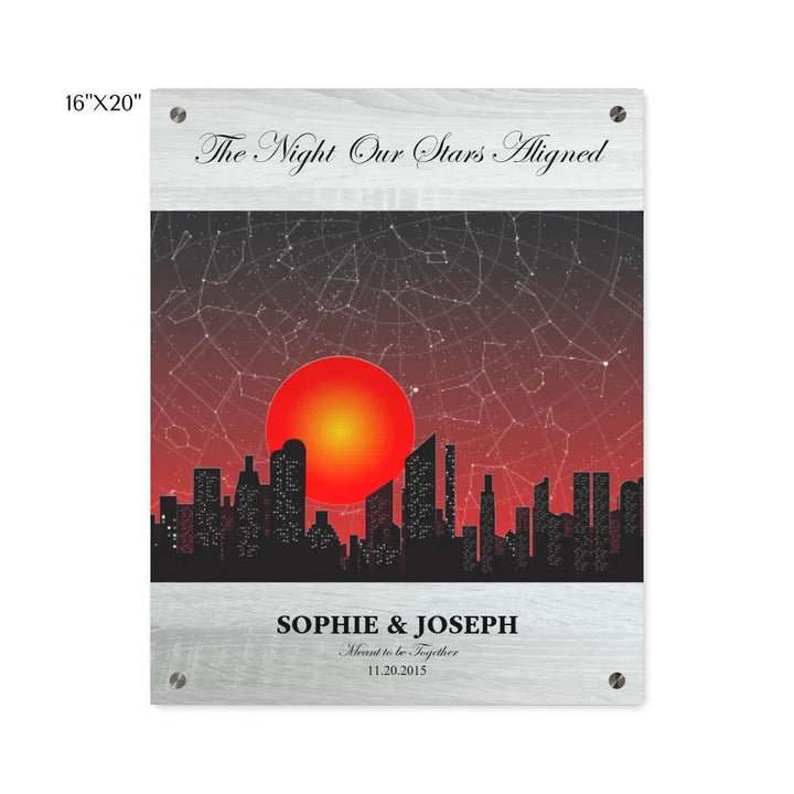 Custom Wall Art - Sunset Cityscape Star Map - ARTFULANE