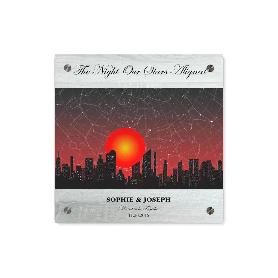 Custom Wall Art - Sunset Cityscape Star Map - ARTFULANE