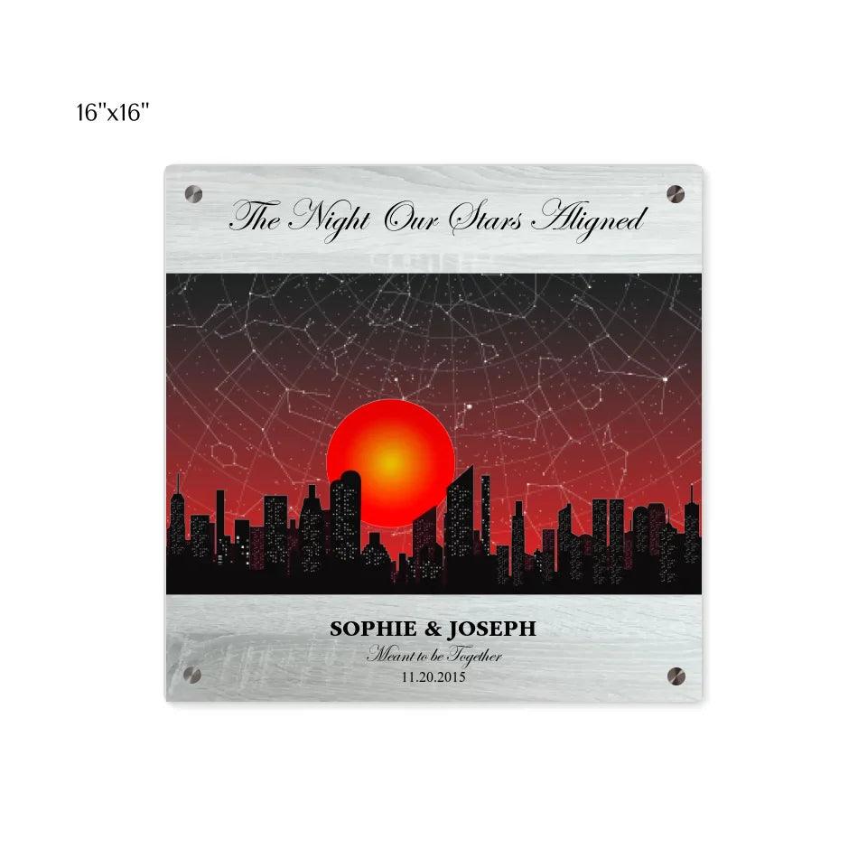 Custom Wall Art - Sunset Cityscape Star Map - ARTFULANE