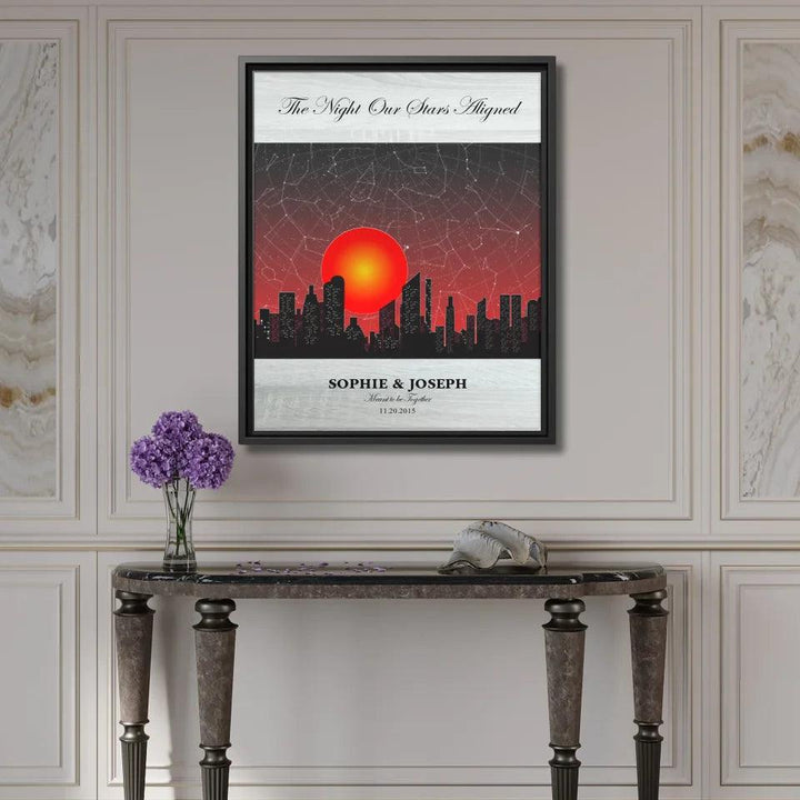 Custom Wall Art - Sunset Cityscape Star Map - ARTFULANE