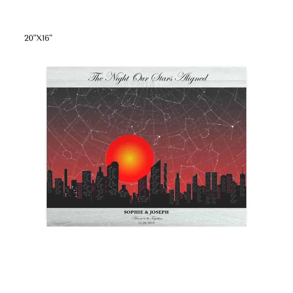 Custom Wall Art - Sunset Cityscape Star Map - ARTFULANE