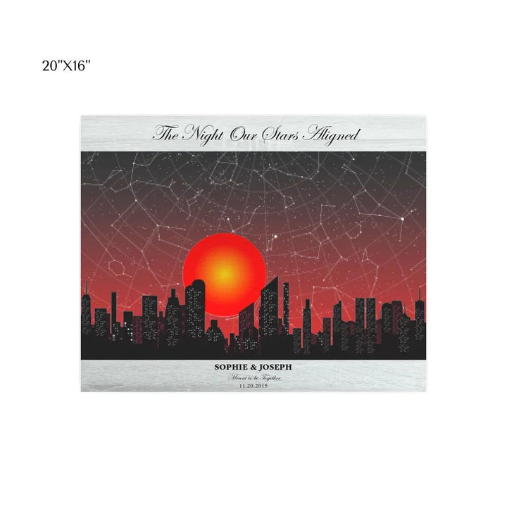 Custom Wall Art - Sunset Cityscape Star Map - ARTFULANE