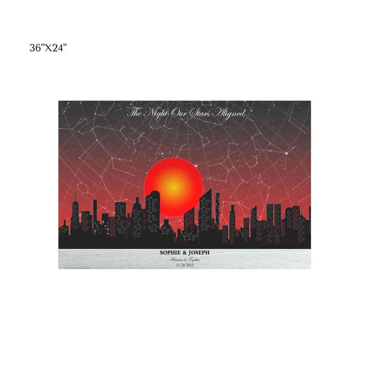 Custom Wall Art - Sunset Cityscape Star Map - ARTFULANE