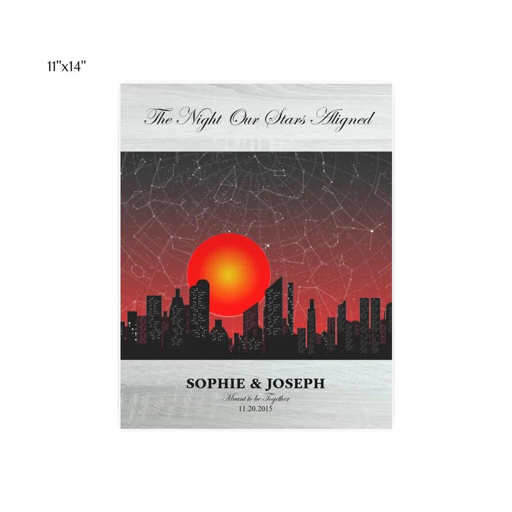 Custom Wall Art - Sunset Cityscape Star Map - ARTFULANE