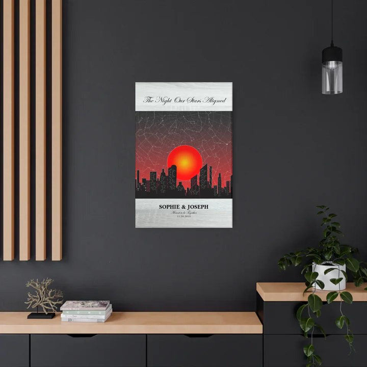 Custom Wall Art - Sunset Cityscape Star Map - ARTFULANE