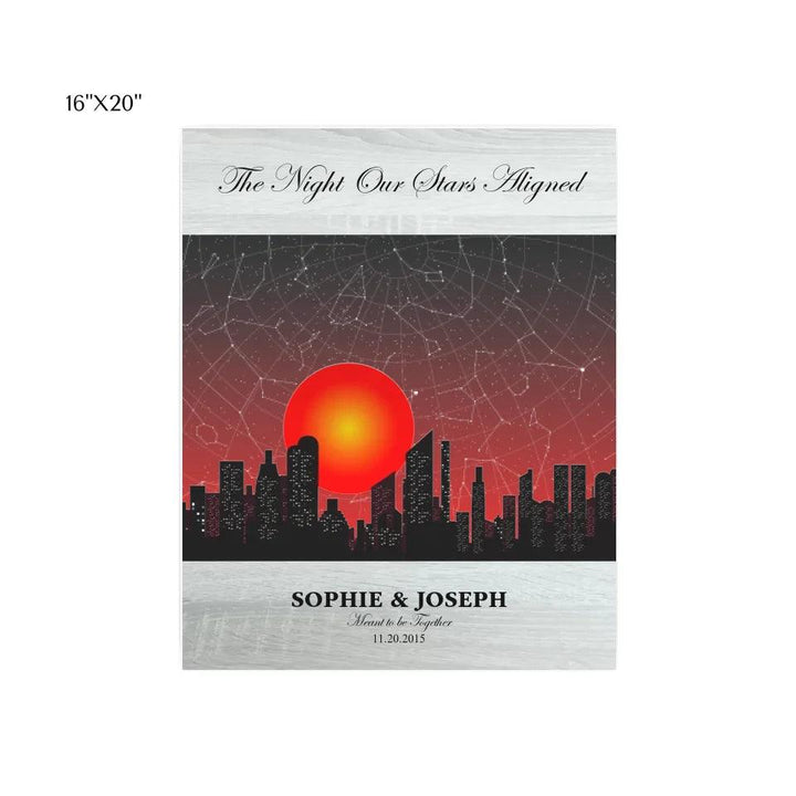 Custom Wall Art - Sunset Cityscape Star Map - ARTFULANE
