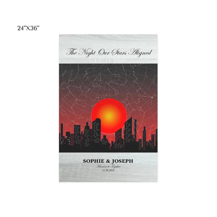 Custom Wall Art - Sunset Cityscape Star Map - ARTFULANE