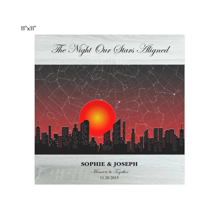 Custom Wall Art - Sunset Cityscape Star Map - ARTFULANE