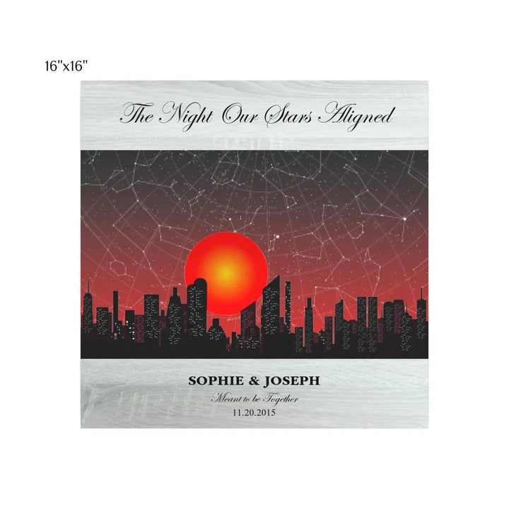Custom Wall Art - Sunset Cityscape Star Map - ARTFULANE