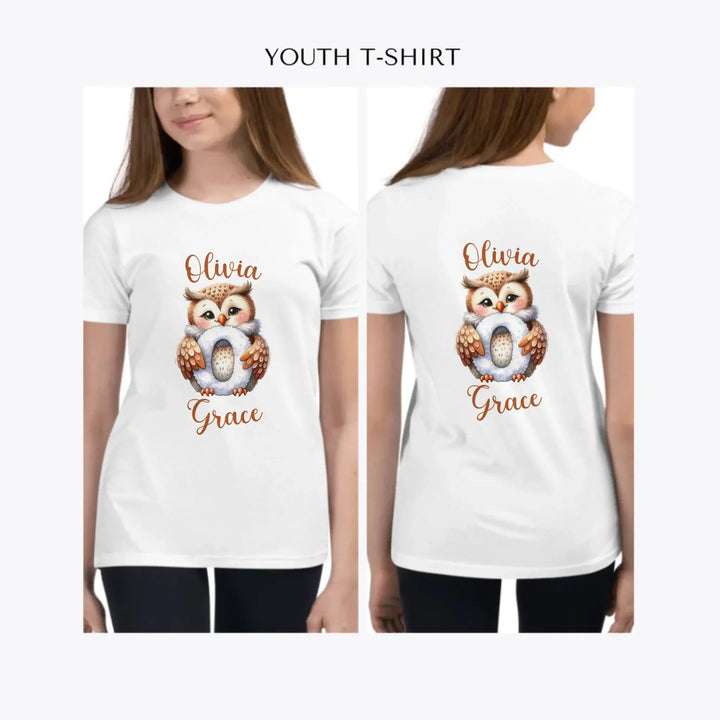 Watercolor-Animal-Letter-custom-youth-girl-t-shirt-artfulane