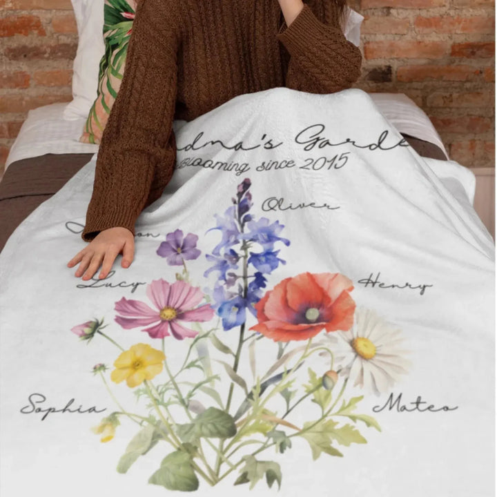 Custom-Watercolor-Birth-Month-Flower-bouquet-minky-Blanket-artfulane
