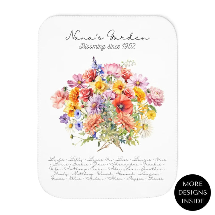 Custom-Watercolor-Birth-Month-Flower-bouquet-sherpa-Blanket-artfulane