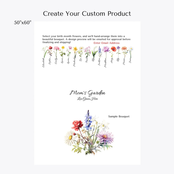 create-your-Custom-Watercolor-Birth-Month-Flower-bouquet-sherpa-Blanket-50x60-artfulane