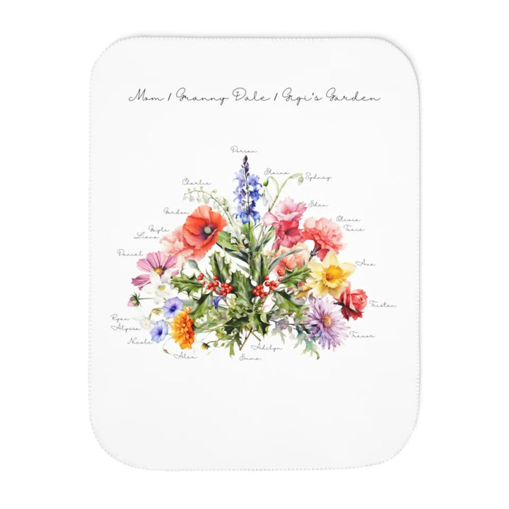 Custom-Watercolor-Birth-Month-Flower-bouquet-sherpa-Blanket-artfulane