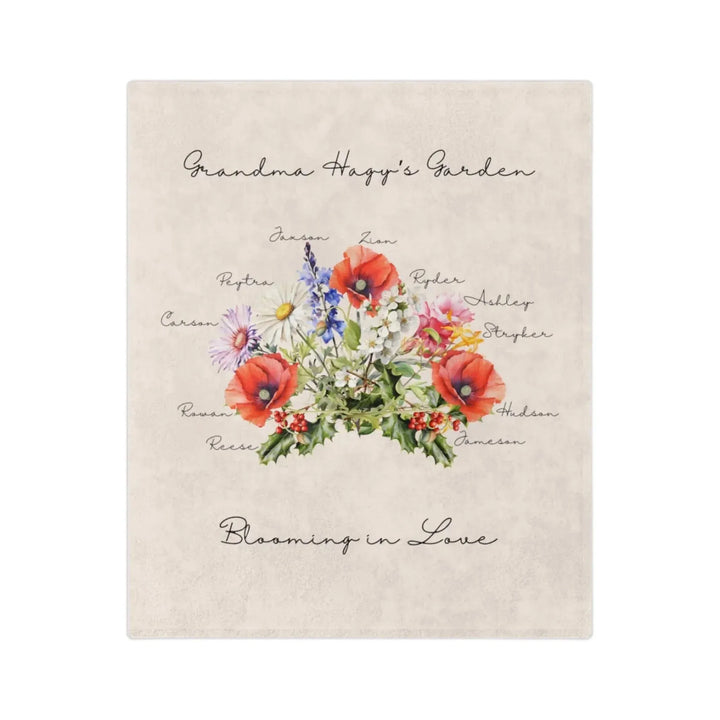 Custom-Watercolor-Birth-Month-Flower-bouquet-grandma's-garden-Blanket-artfulane