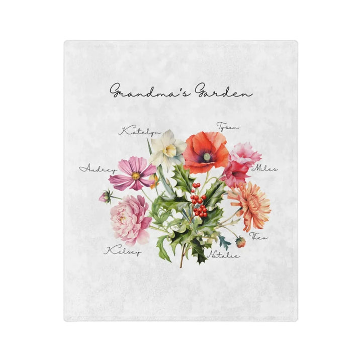 Custom-Watercolor-Birth-Month-Flower-bouquet-minky-Blanket-artfulane