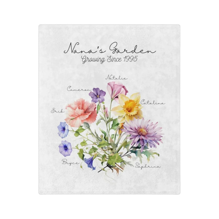 Custom-Watercolor-Birth-Month-Flower-bouquet-nana's-garden-Blanket-artfulane