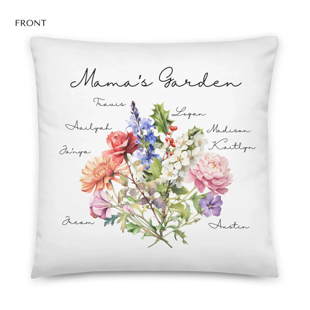 Custom-Watercolor-Birth-Month-Flower-Bouquet-mama's-garden-pillow-artfulane
