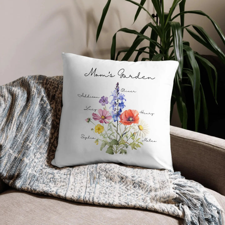 Custom-Watercolor-Birth-Month-Flower-Bouquet-mom's-garden--suede-pillow-artfulane