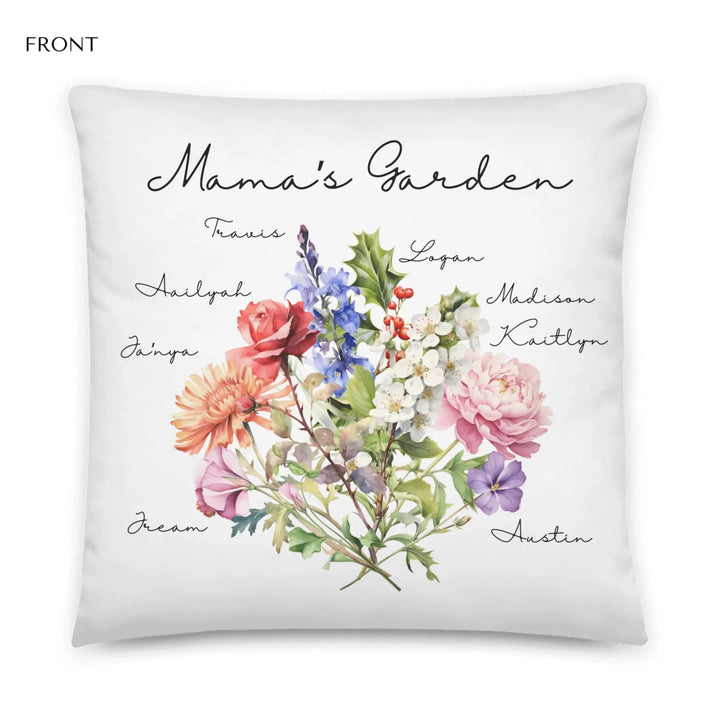Custom-Watercolor-Birth-Month-Flower-Bouquet-mom's-garden-outdoor-pillow-artfulane
