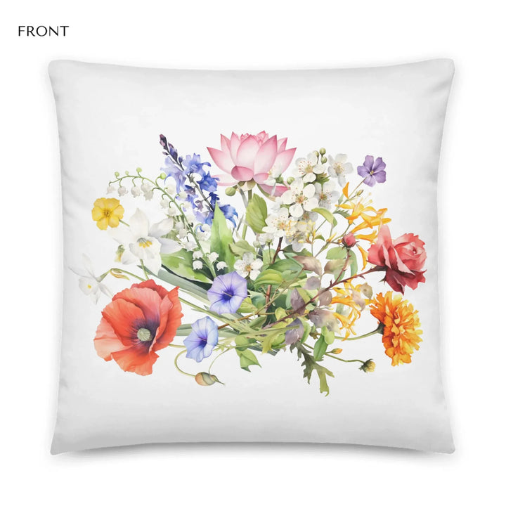 Custom-Watercolor-Birth-Month-Flower-Bouquet-mama's-garden-outdoor-pillow-artfulane