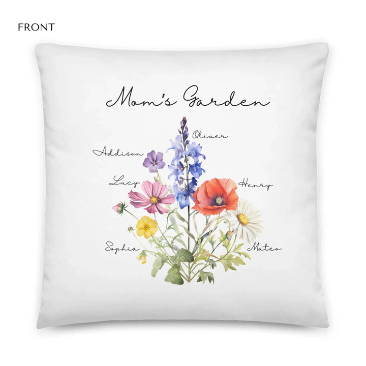 Custom-Watercolor-Birth-Month-Flower-Bouquet-mom's-garden-with-names-pillow-artfulane