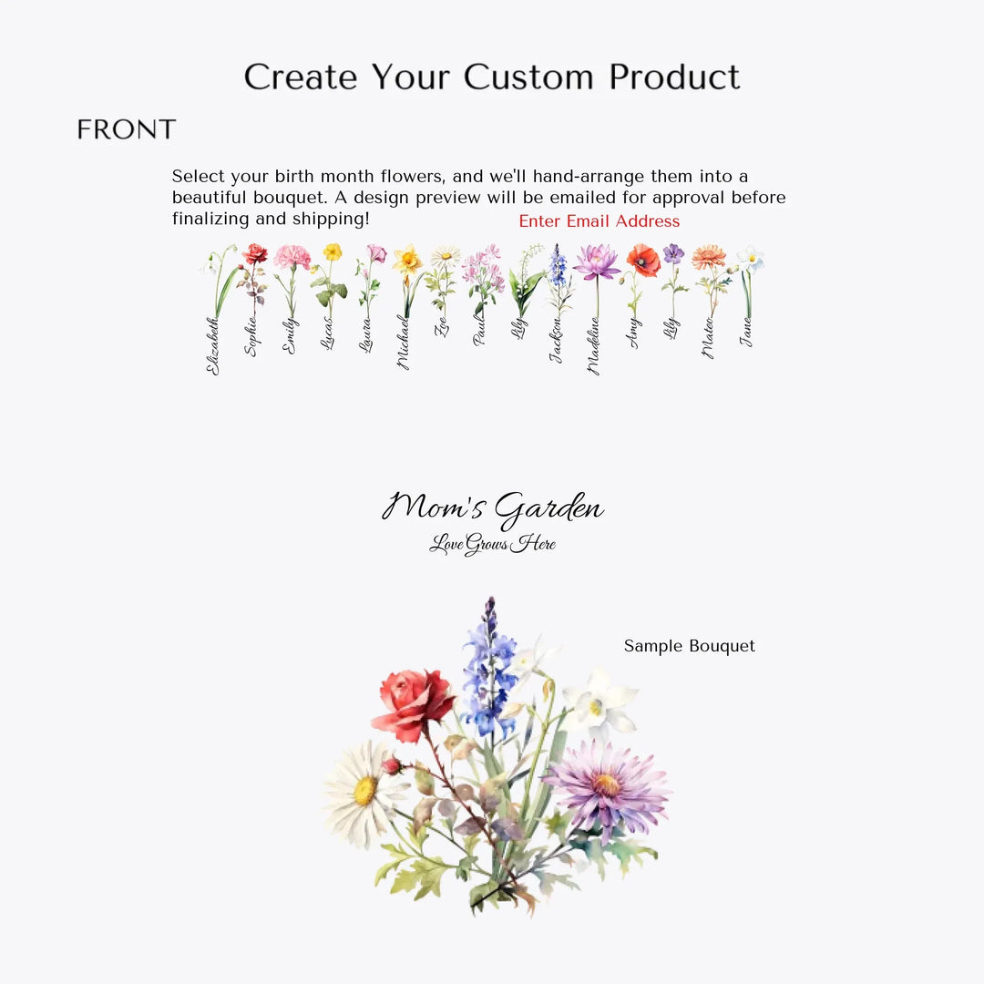 Create-Your-Custom-Birth-Month-Flower-Bouquet-t-shirt-front-artfulane