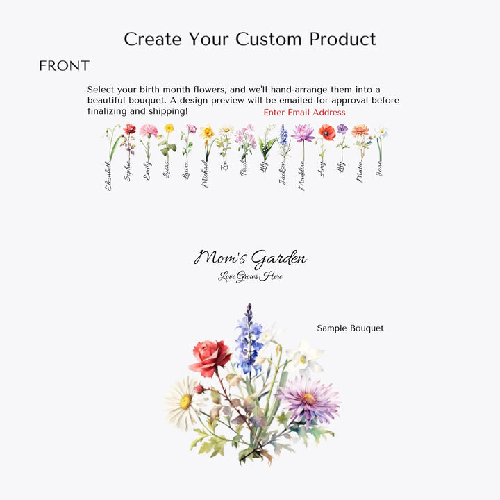Create-Your-Custom-Birth-Month-Flower-Bouquet-t-shirt-front-artfulane