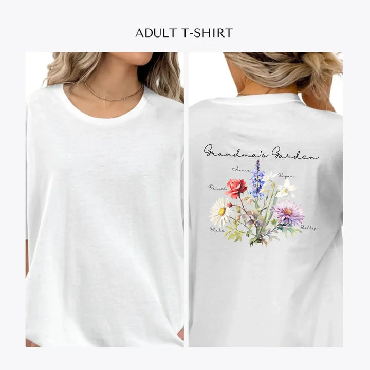 Birth-Month-Flower-Bouquet-personalized-women-unisex-adult-t-shirt-artfulane