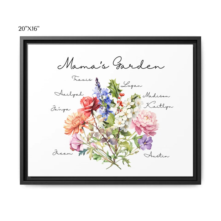 Custom-Watercolor-Birth-Month-Flower-Bouquet-wall-art-20x16-framed-canvas-artfulane