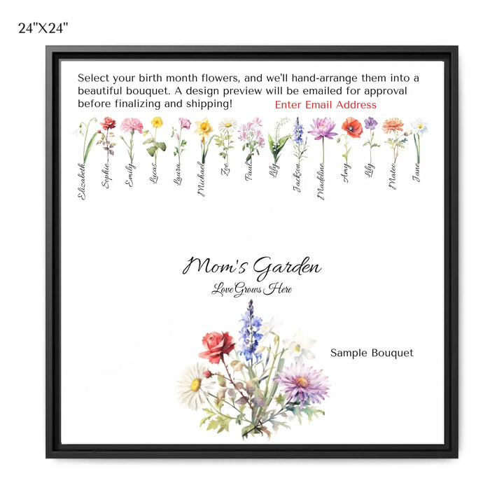 Custom-Watercolor-Birth-Month-Flower-Bouquet-wall-art-24x24-framed-canvas-artfulane