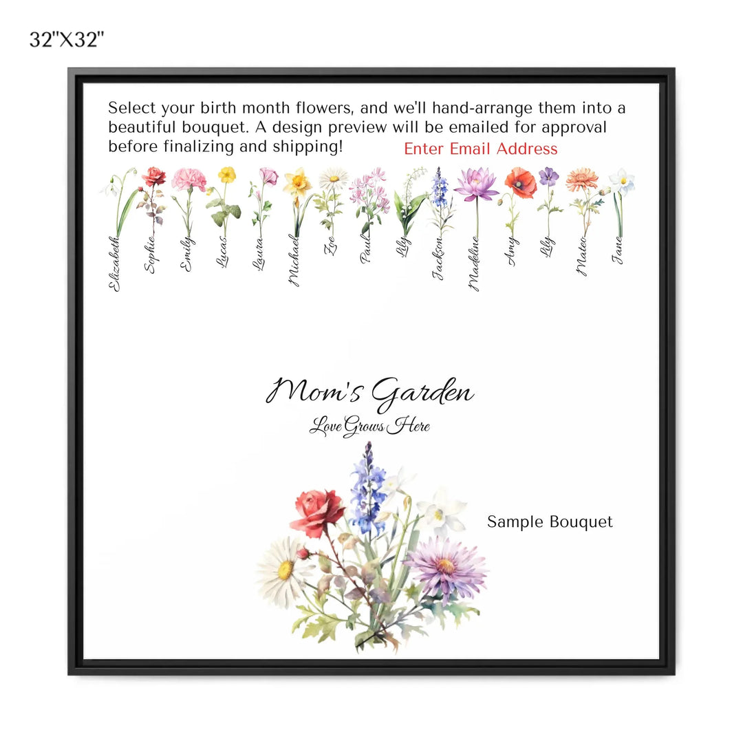 Custom-Watercolor-Birth-Month-Flower-Bouquet-wall-art-32x32-framed-canvas-artfulane