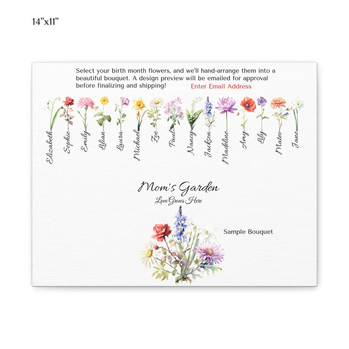 Custom-Watercolor-Birth-Month-Flower-Bouquet-wall-art-14x11-stretched-canvas-artfulane