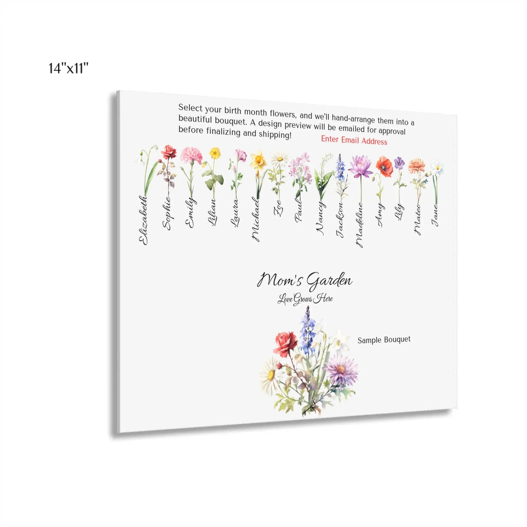 Custom-Watercolor-Birth-Month-Flower-Bouquet-wall-art-14x11-acrylic-print-with-french-cleat-artfulane