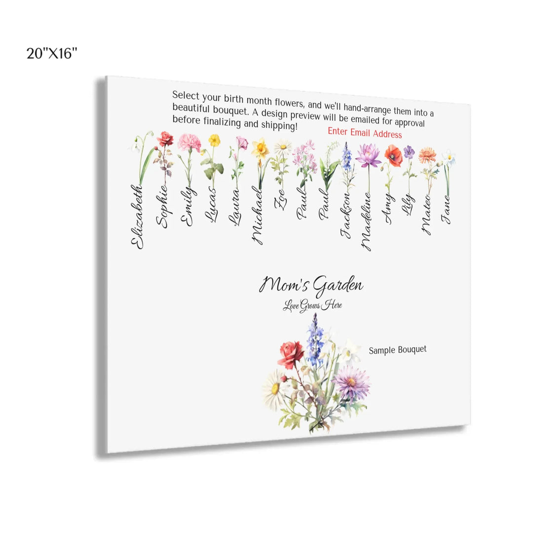Custom-Watercolor-Birth-Month-Flower-Bouquet-wall-art-20x16-acrylic-print-with-french-cleat-artfulane