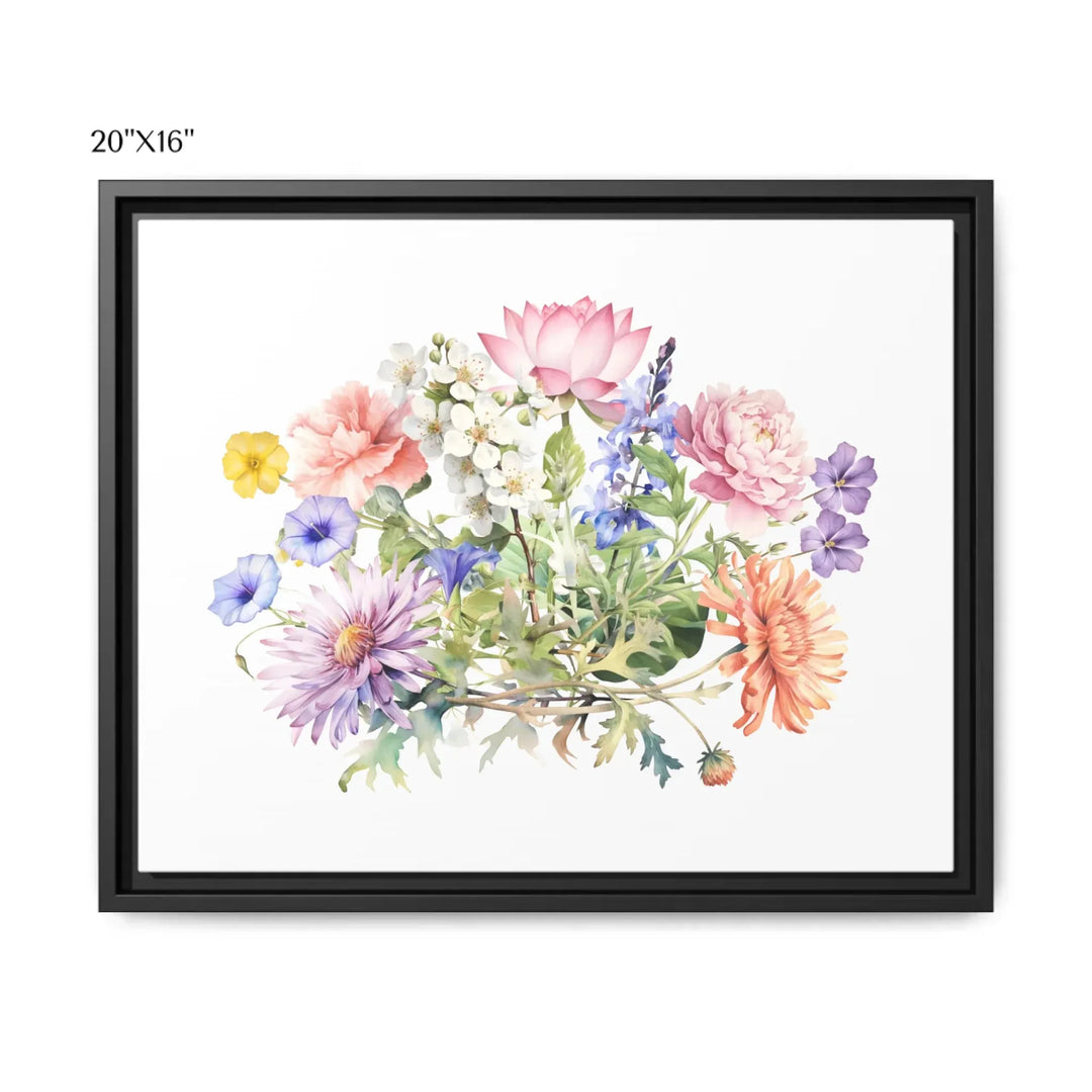 Custom-Watercolor-Birth-Month-Flower-Bouquet-wall-art-20x16-framed-canvas-artfulane