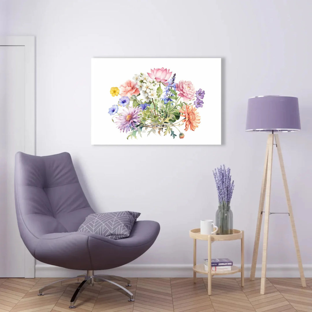 Custom-Watercolor-Birth-Month-Flower-Bouquet-wall-art-acrylic-floating-print-on-wall-artfulane