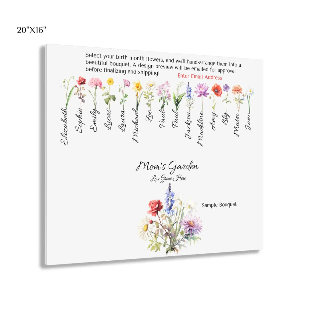 Custom-Watercolor-Birth-Month-Flower-Bouquet-wall-art-20x16-acrylic-floating-print-artfulane